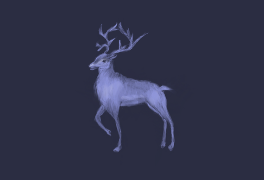 Light blue reindeer on dark blue background