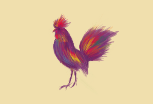 Bright rooster with colorful feathers