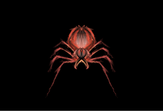 Red spider on black background