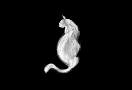 White cat profile on dark background