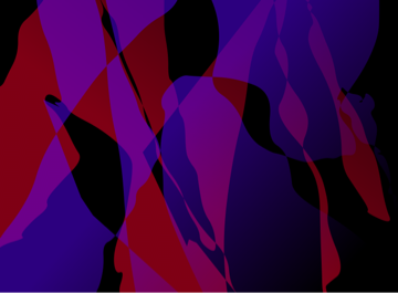 Dark abstract strokes in blue and red.
